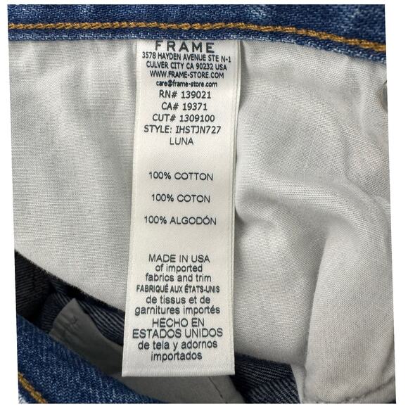 FRAME Women’s High Rise Straight Leg Denim Jeans Size 33 Luna Blue - Picture 8 of 8